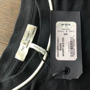 Rag & Bone Tee Shirt XXS in Black with White/Grey Trim